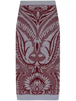 ETRO шерстяная юбка вязки интарсия, серый