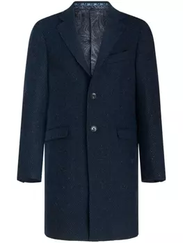 ETRO шерстяное пальто с заостренными лацканами, синий