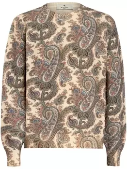 ETRO шерстяной джемпер с принтом пейсли, нейтральный цвет