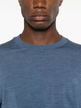 ETRO шерстяной джемпер с вышивкой Pegaso, синий