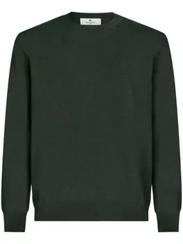 ETRO шерстяной джемпер с вышивкой Pegaso, зеленый