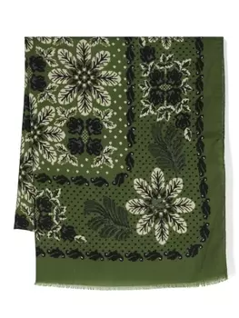 ETRO шерстяной шарф с цветочным принтом, зеленый