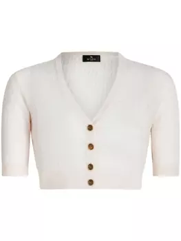 ETRO шерстяной укороченный кардиган на пуговицах, белый