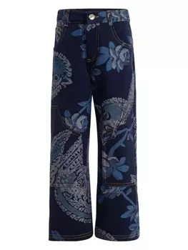 Etro широкие джинсы с цветочным узором, синий