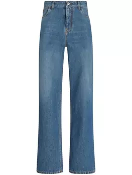 ETRO широкие джинсы с вышивкой Pegaso, синий