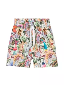 Etro шорты с кулиской и цветочным принтом, белый