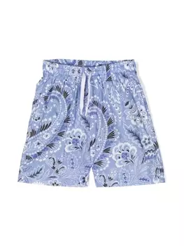 Etro шорты с принтом пейсли и кулиской, синий