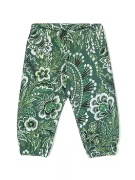 Etro спортивные брюки из джерси с цветочным принтом, зеленый