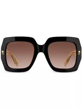 ETRO square-frame logo-plaque sunglasses, коричневый