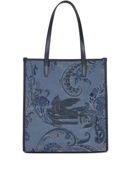 ETRO средняя сумка-тоут Love Trotter из денима, синий