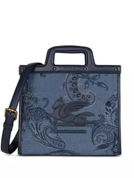ETRO средняя сумка-тоут Love Trotter из денима, синий