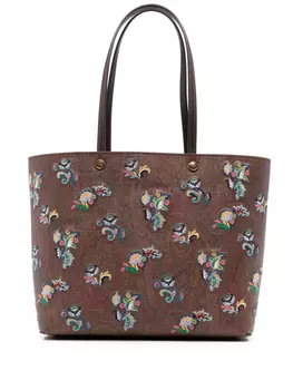 ETRO сумка-тоут с узором пейсли, коричневый