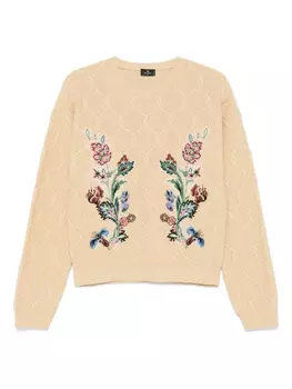 ETRO свитер с цветочной вышивкой, нейтральный