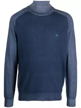 ETRO свитер с высоким воротником и вышитым логотипом, синий
