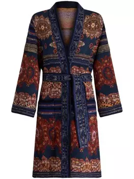ETRO тренч с поясом и принтом пейсли, синий