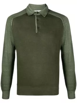 ETRO трикотажная рубашка поло с вышитым логотипом, зеленый