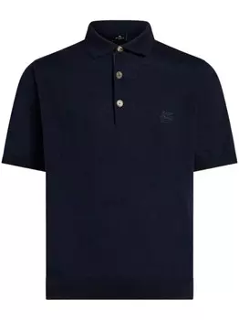 ETRO трикотажная рубашка поло с вышитым логотипом, синий