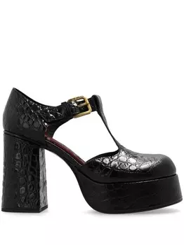 ETRO туфли-лодочки на платформе 110 мм с тиснением под крокодила, черный