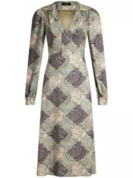 ETRO твиловое платье в клетку, зеленый