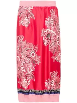 ETRO юбка-карандаш из шелка с цветочным принтом, красный