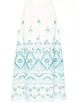 ETRO юбка миди с английской вышивкой, белый