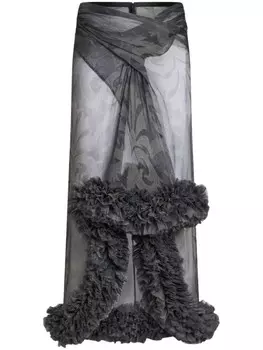 ETRO юбка миди с принтом и сборками, серый