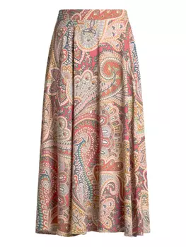 ETRO юбка миди с принтом пейсли, красный
