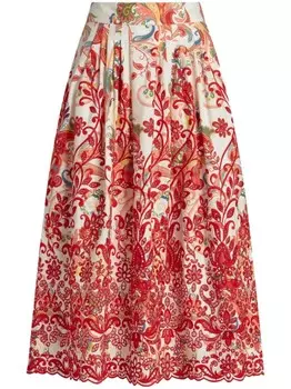 ETRO юбка миди с вышитым узором пейсли, белый
