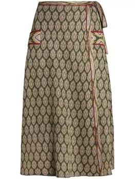 ETRO юбка миди с запахом из жаккардовой вязки, зеленый