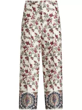 ETRO укороченные брюки с принтом, белый