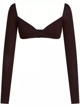 ETRO укороченный топ из шерсти, коричневый