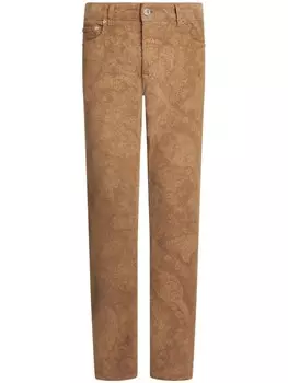 ETRO узкие брюки с узором пейсли, коричневый