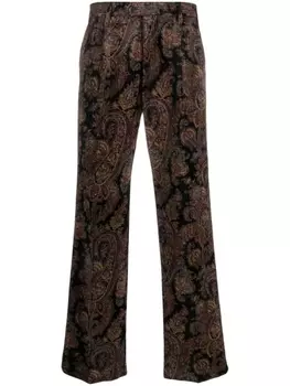 ETRO вельветовые брюки с принтом пейсли, черный