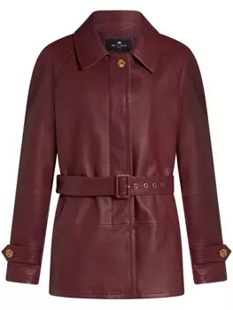 ETRO вышитая кожаная куртка, красный