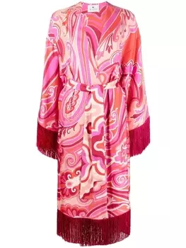ETRO жакет с бахромой и принтом пейсли, розовый