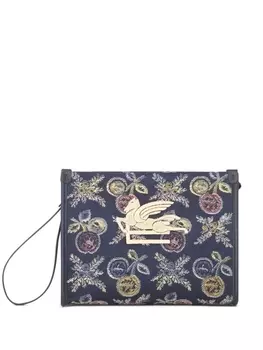 ETRO жаккардовая косметичка с вышитым логотипом, синий