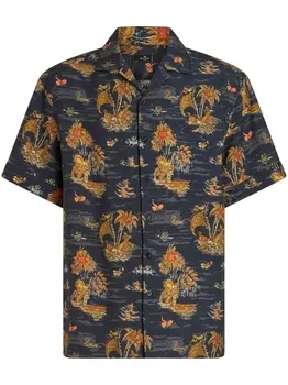 ETRO жаккардовая рубашка из шелка, синий