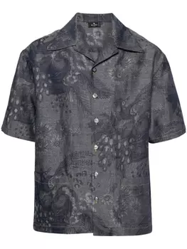 ETRO жаккардовая рубашка с узором, синий