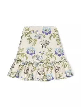 Etro жаккардовая юбка мини с цветочным узором, нейтральный цвет