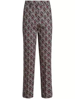 ETRO жаккардовые брюки-сигареты, черный
