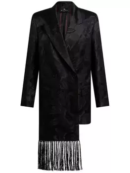 ETRO жаккардовый блейзер с бахромой, черный