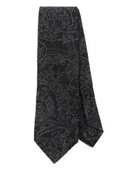 ETRO жаккардовый галстук с узором пейсли, черный