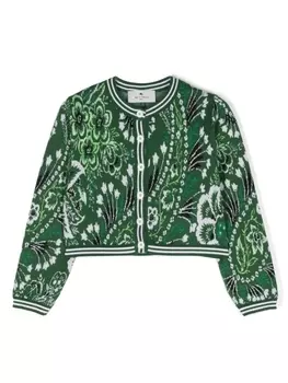 Etro жаккардовый кардиган с цветочным узором, зеленый