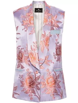 ETRO жаккардовый пиджак без рукавов с цветочным узором, фиолетовый