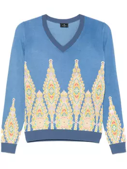 ETRO жаккардовый свитер с узором пейсли, синий