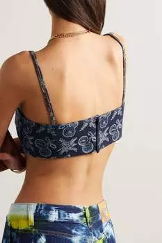 ETRO Жаккардовый топ из смесового хлопка, военно-морской