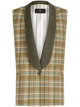 ETRO жилет в клетку, зеленый