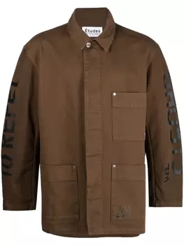 Etudes джинсовая куртка с графичным принтом, коричневый