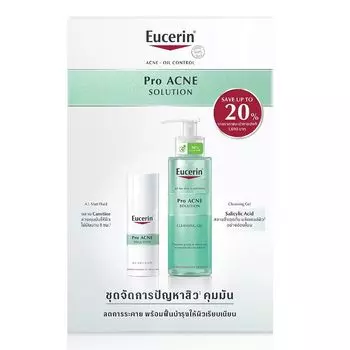Eucerin Набор Pro Acne Solution (очищающий гель 200 мл + матирующий флюид A.I. 50 мл), Green