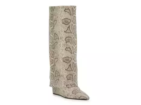 Evander Wide Calf Foldover Ботинки Madden Girl, Beige/Black Snake Print